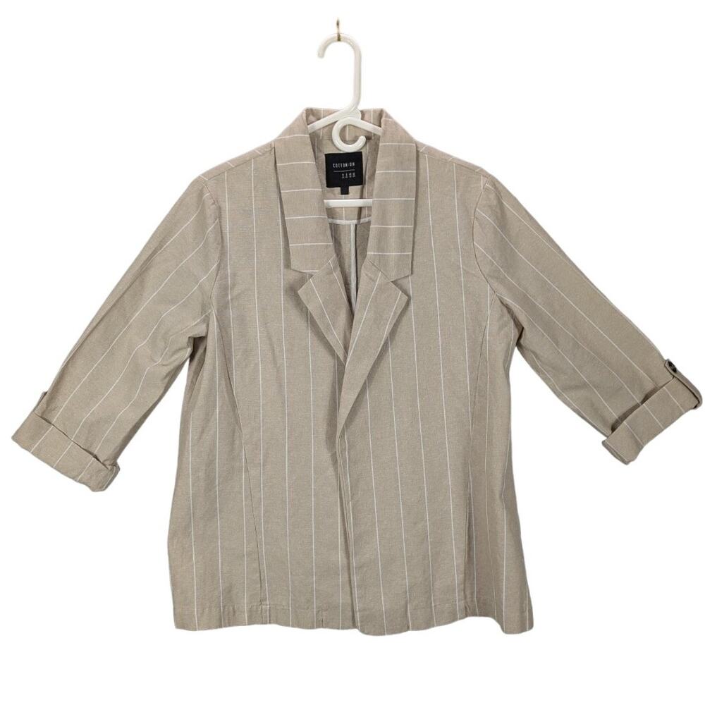 Cotton On Blazer Womens 8 Eight Dressy Jacket Beige White stripe office Career